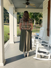 Load image into Gallery viewer, Two Piece Plaid Sweater Top with Solid Dress Under - Olive
