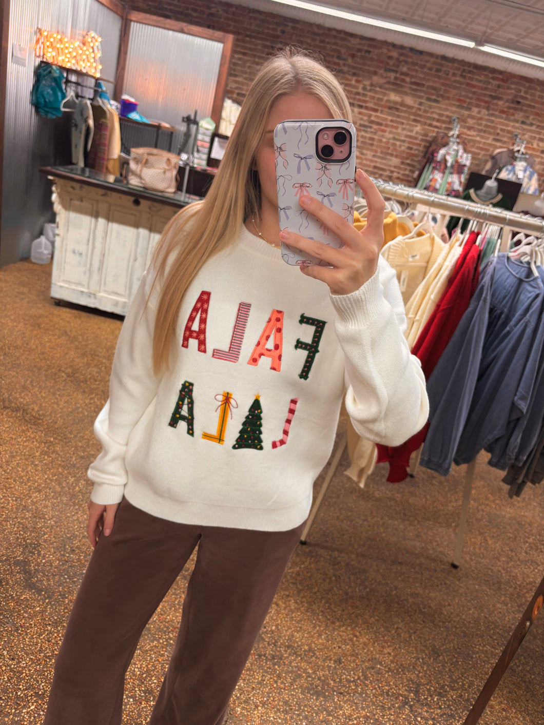 FA LA LA SWEATER TOP - WHITE