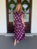 Polka Dot Print Skirt and Top Set - Plum/Pink