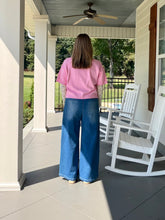 Load image into Gallery viewer, Crew neck elbow length sleeve sweater top - Pink
