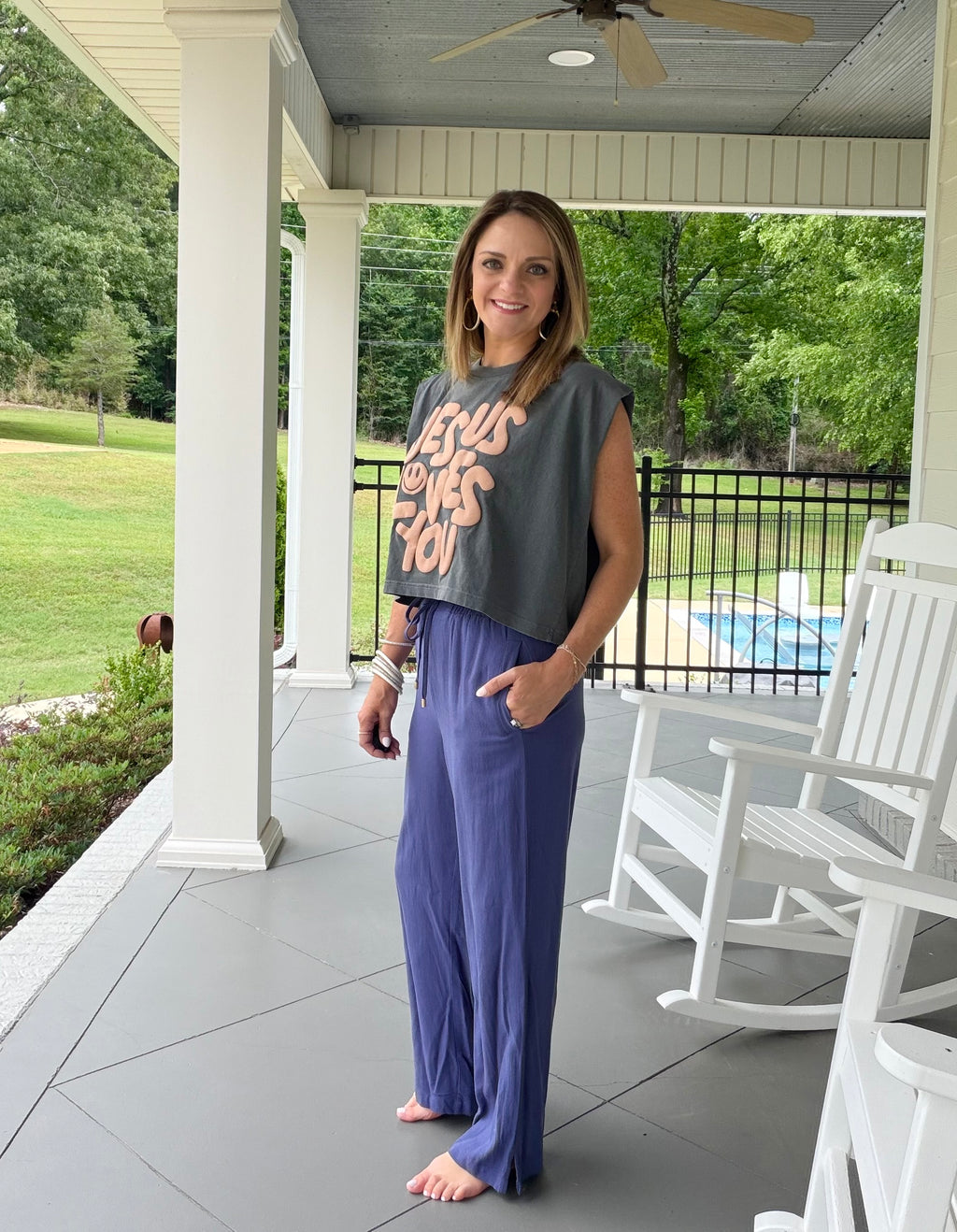 BECAUSE I SAID SO PANTS - LIGHT NAVY