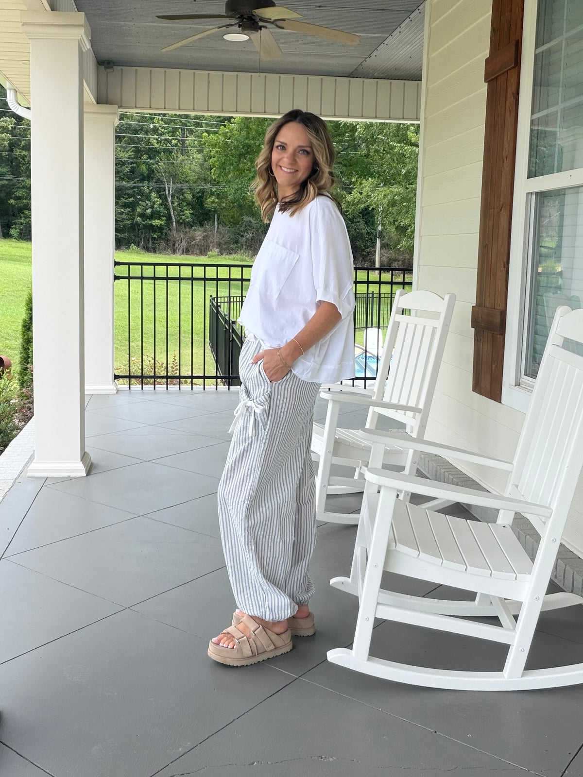 TAKING IT EASY PANTS - DENIM STRIPE