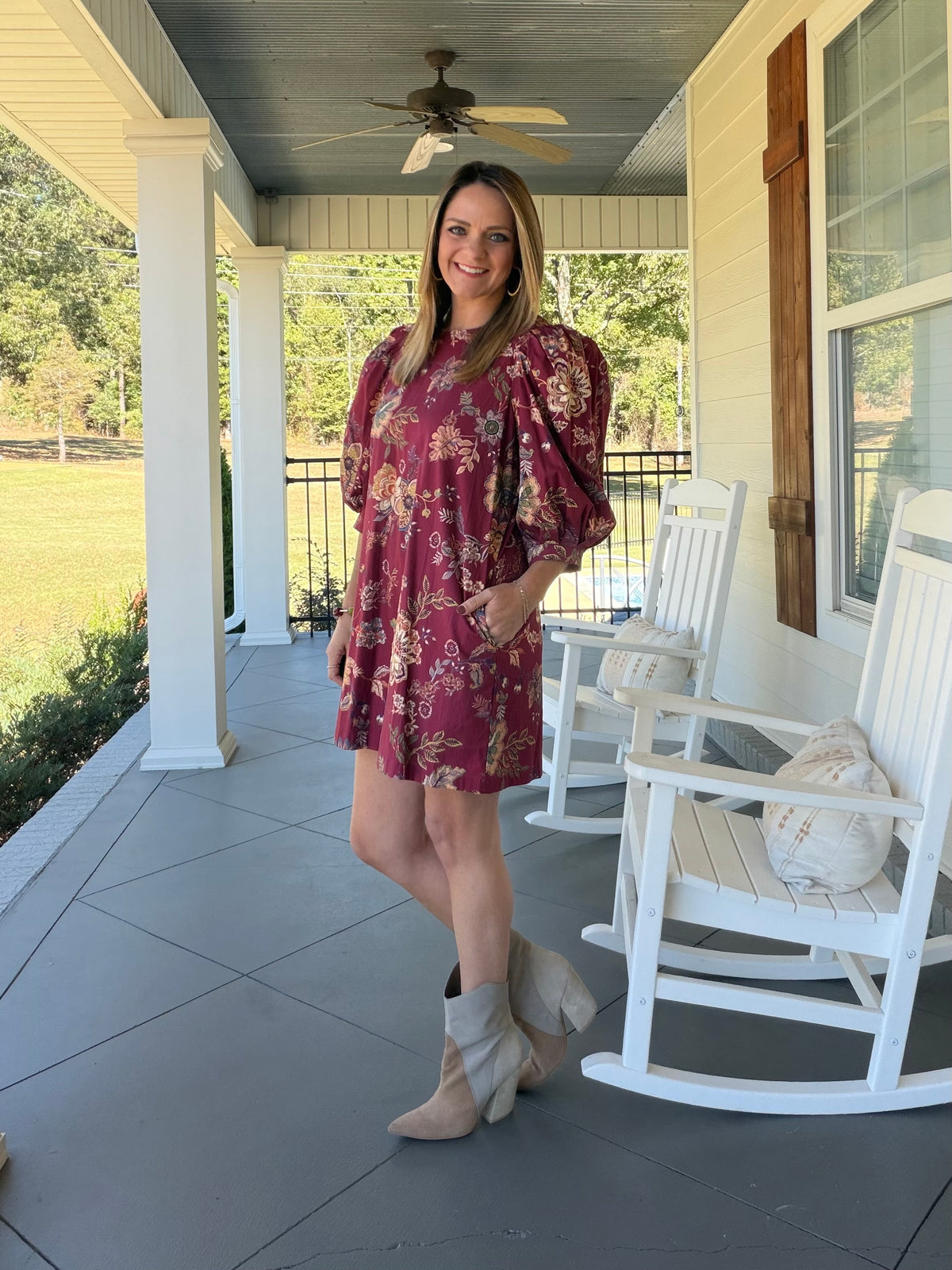 DON’T LET ME DOWN DRESS - BURGUNDY