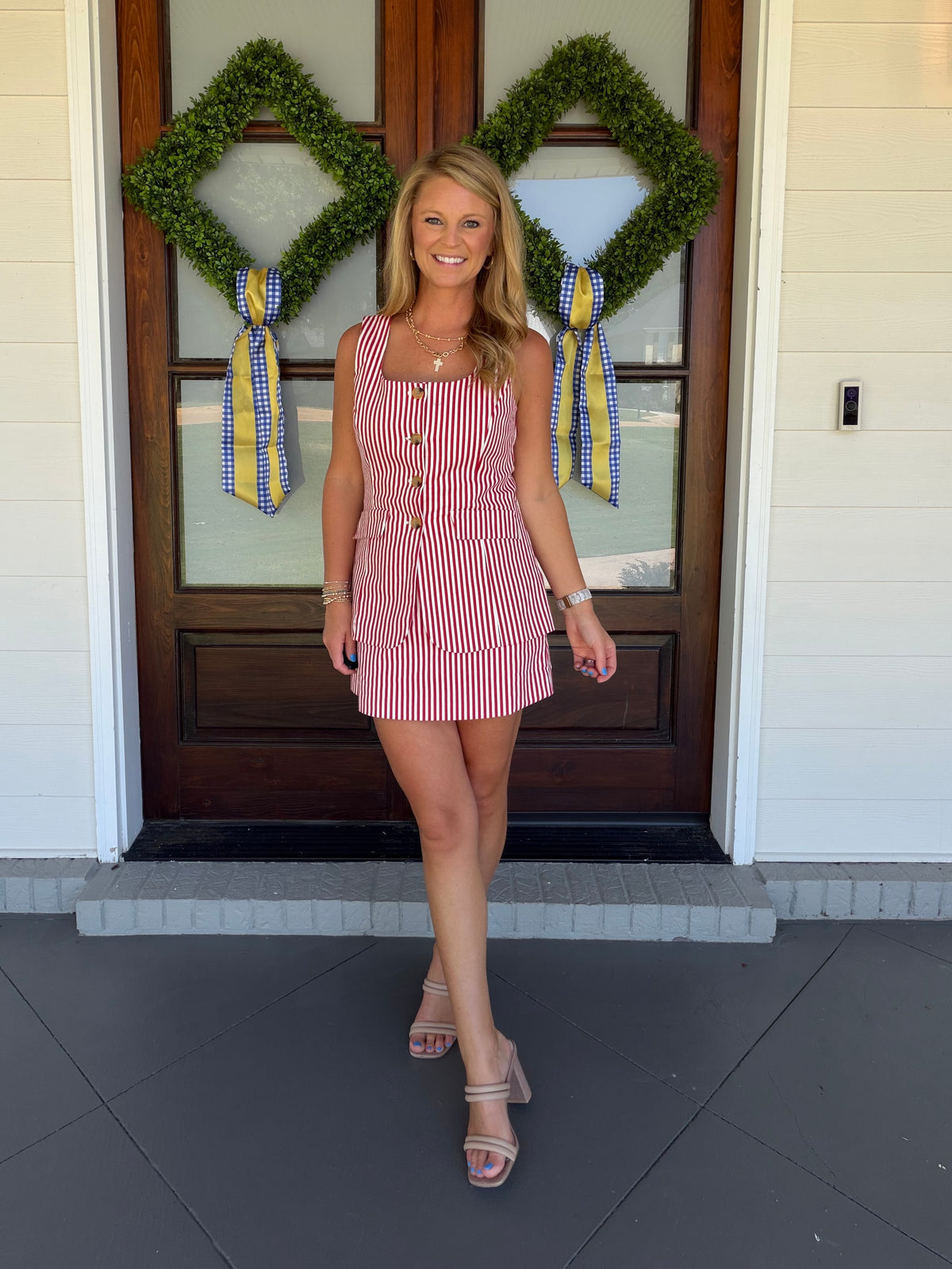TELL ME MORE ROMPER - RED/WHITE