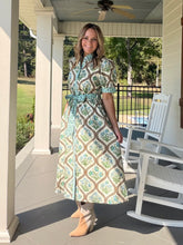 Load image into Gallery viewer, Mixed Print Short Sleeve Tie Midi Dress - Cream Mix
