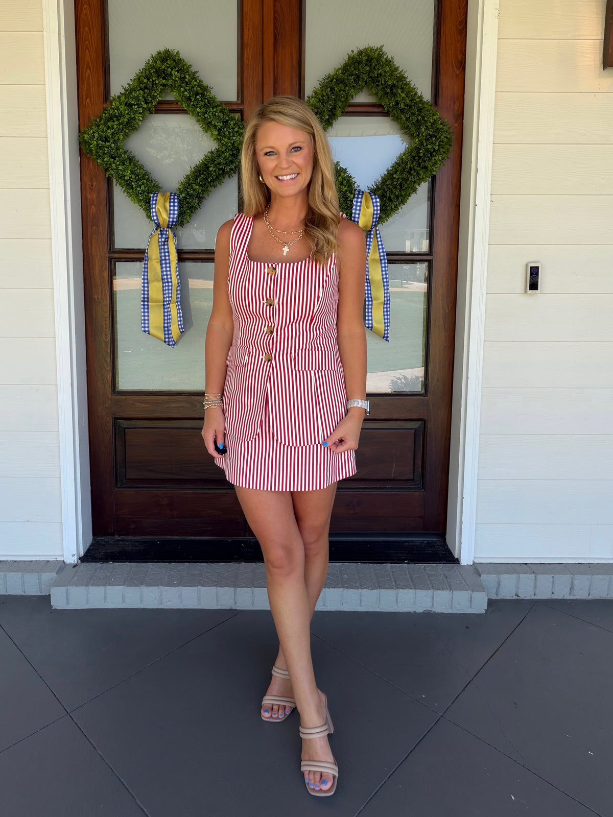 TELL ME MORE ROMPER - RED/WHITE