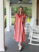 Load image into Gallery viewer, ALL OVER THE PLACE DRESS - RUST/PINK
