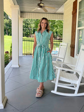 Load image into Gallery viewer, THE WAY WE GO DRESS - GREEN STRIPE
