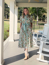 Load image into Gallery viewer, Mixed Print Short Sleeve Tie Midi Dress - Cream Mix
