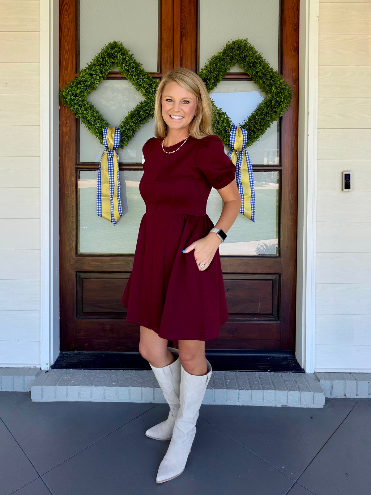 WHERE YOU BELONG DRESS - MAROON