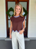 Solid sleeveless knit sweater top - Brown
