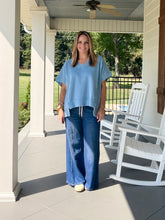 Load image into Gallery viewer, Mineral Washed Oversized Short Sleeve Top - Powder Blue
