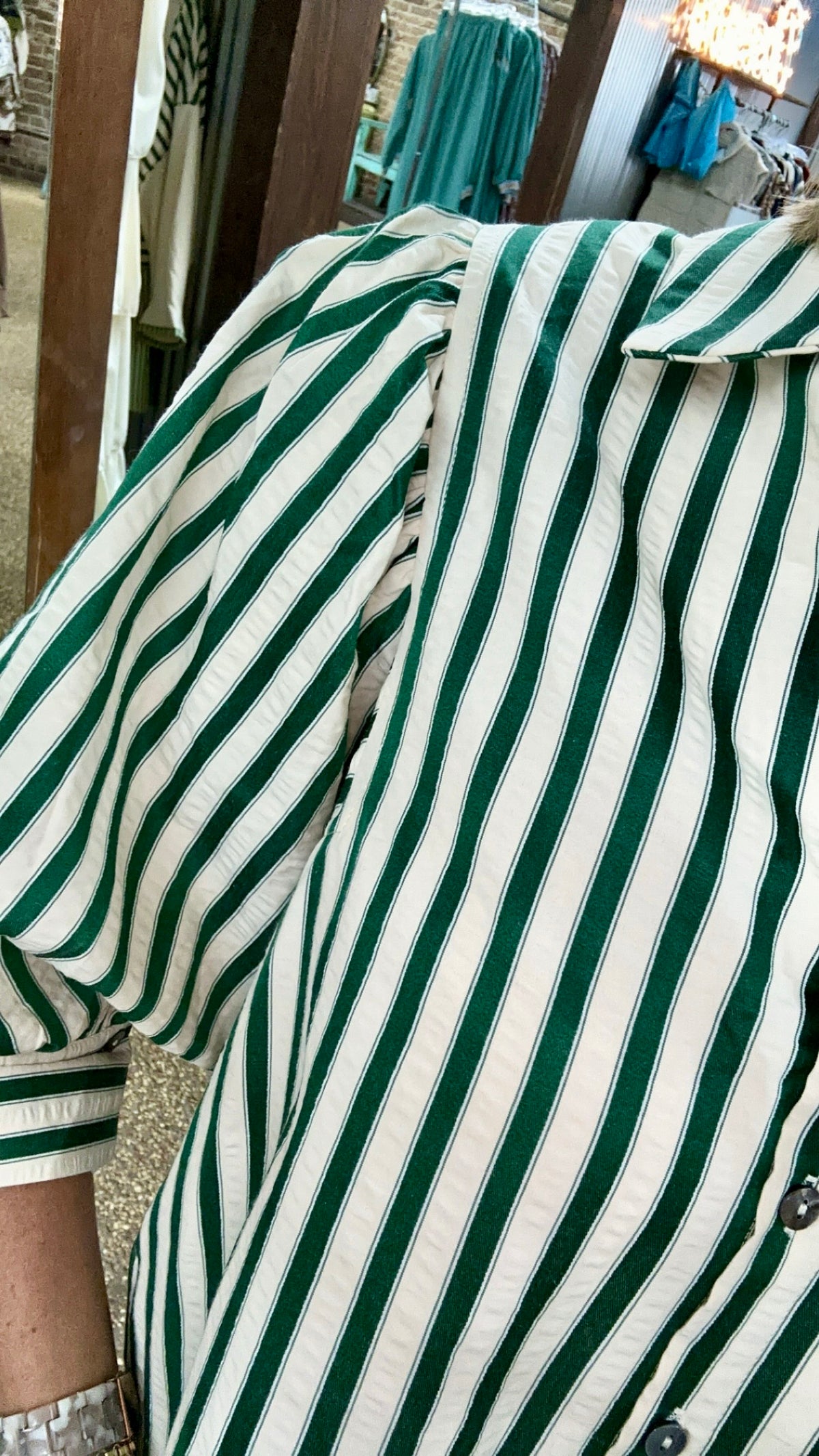 GIVE IN TO YOU TOP - GREEN/CREAM