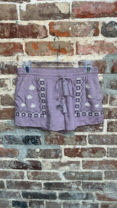 LAVENDER EMB SHORTS