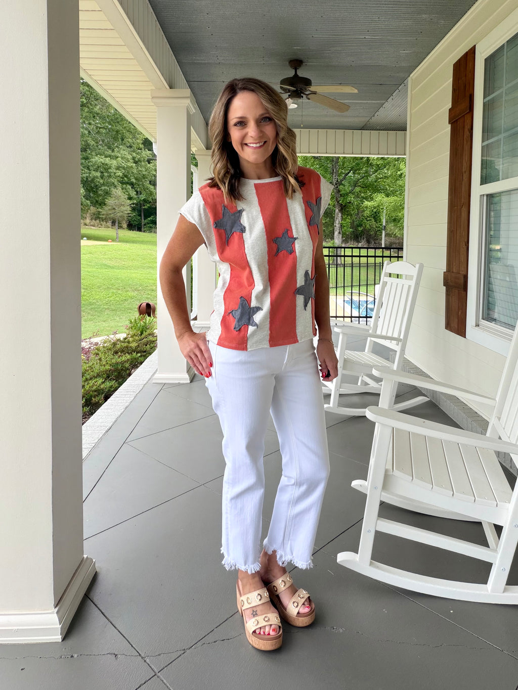 STARS AND STRIPES TOP - GRAY