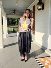 Load image into Gallery viewer, Polka Dot Printed Satin Pants with Lace Trim - Black
