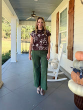 Load image into Gallery viewer, Western printed short sleeve sweater top - Brown

