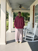 Load image into Gallery viewer, Mineral Washed Polka Dot Pullover - Maroon
