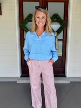 Load image into Gallery viewer, Straight Wide Leg Pinstripe Casual Pants - Red/Ivory
