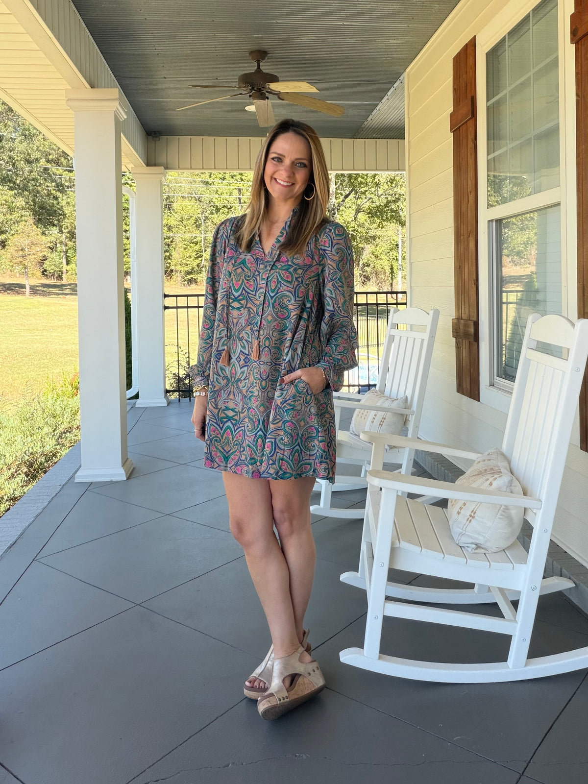 NOT NOW DRESS - MOCHA/TEAL