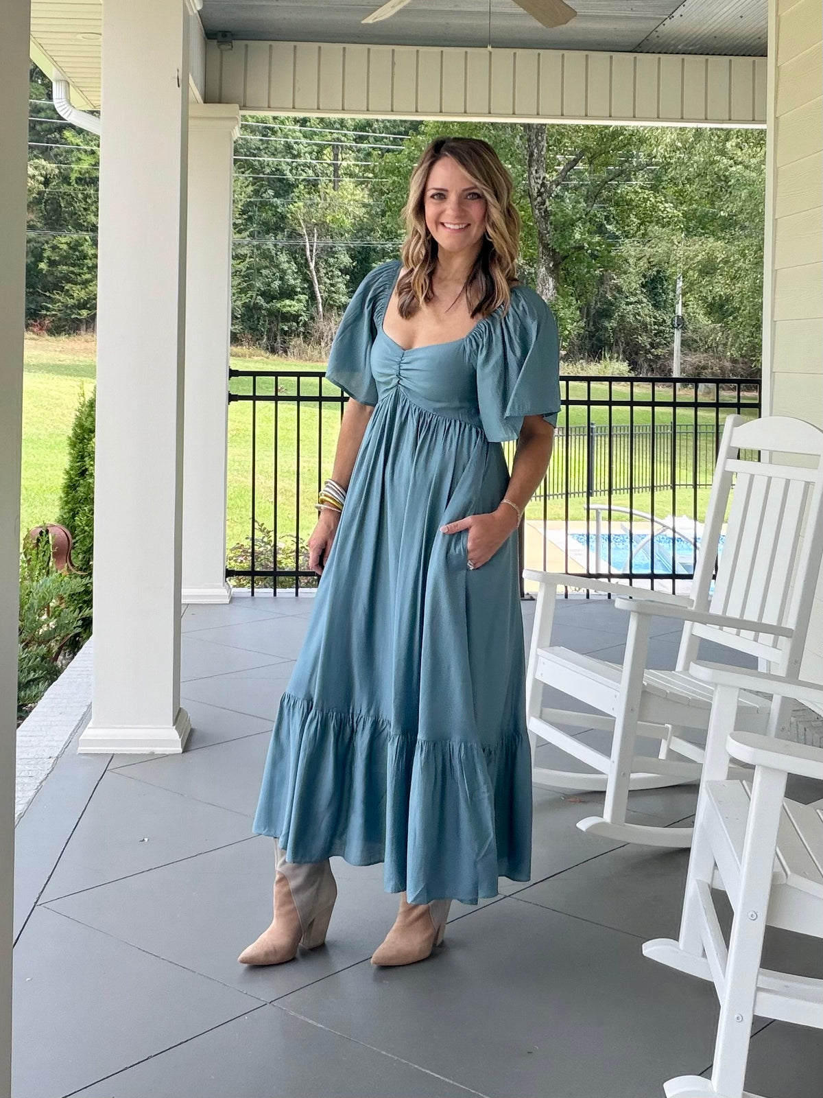 BEFORE I GO DRESS - SLATE BLUE