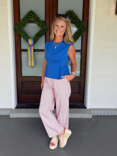 Load image into Gallery viewer, Straight Wide Leg Pinstripe Casual Pants - Red/Ivory
