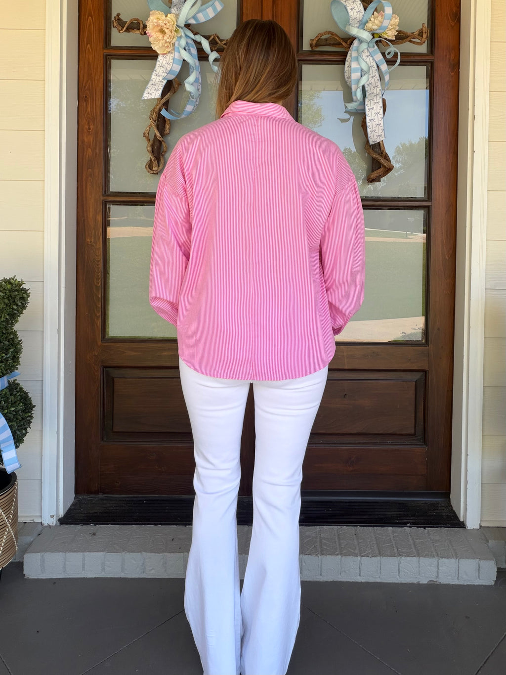 ITS OVER FOR ME TOP - PINK STRIPE