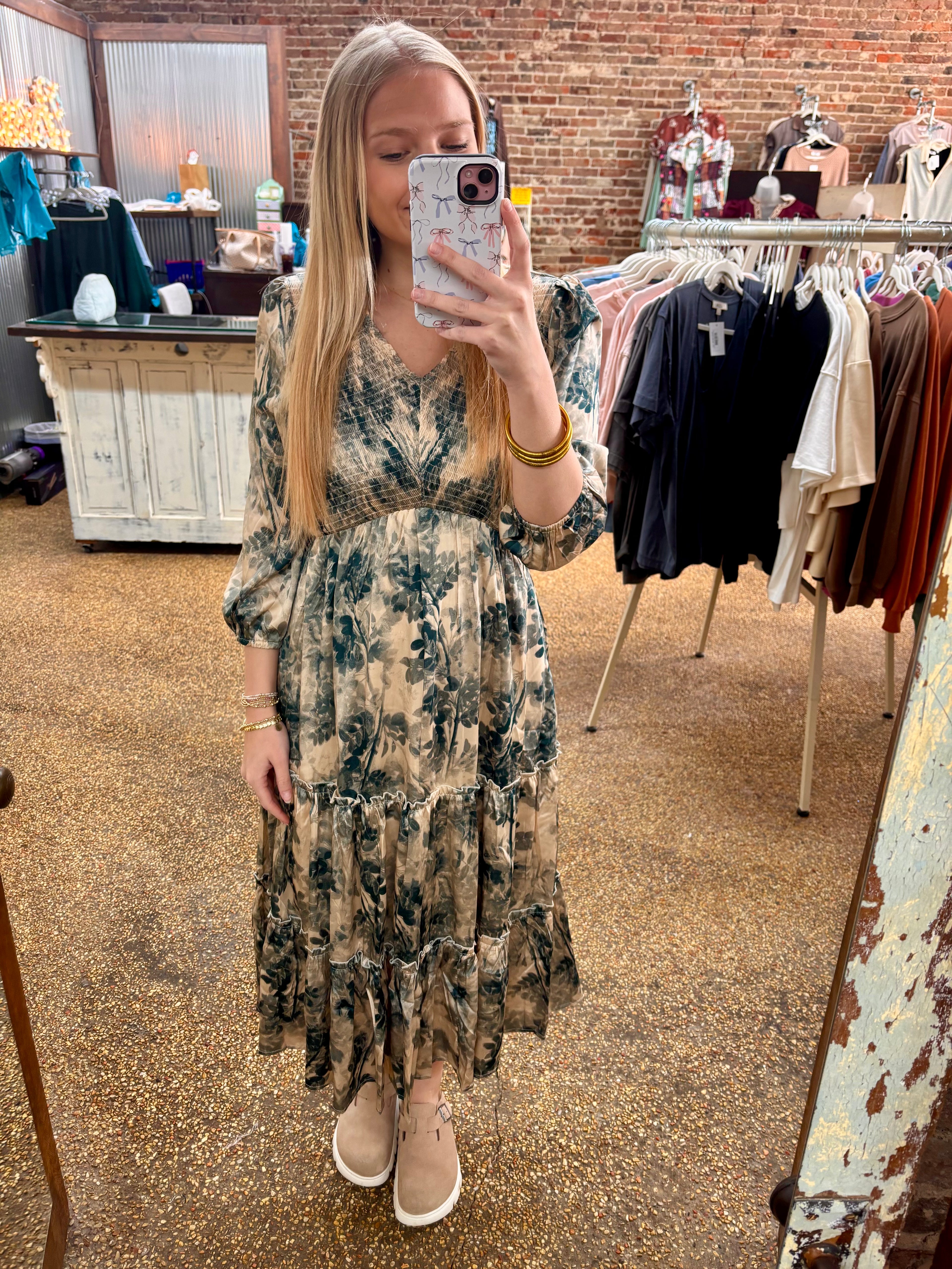 DEPENDING ON YOU DRESS - TAUPE/TEAL