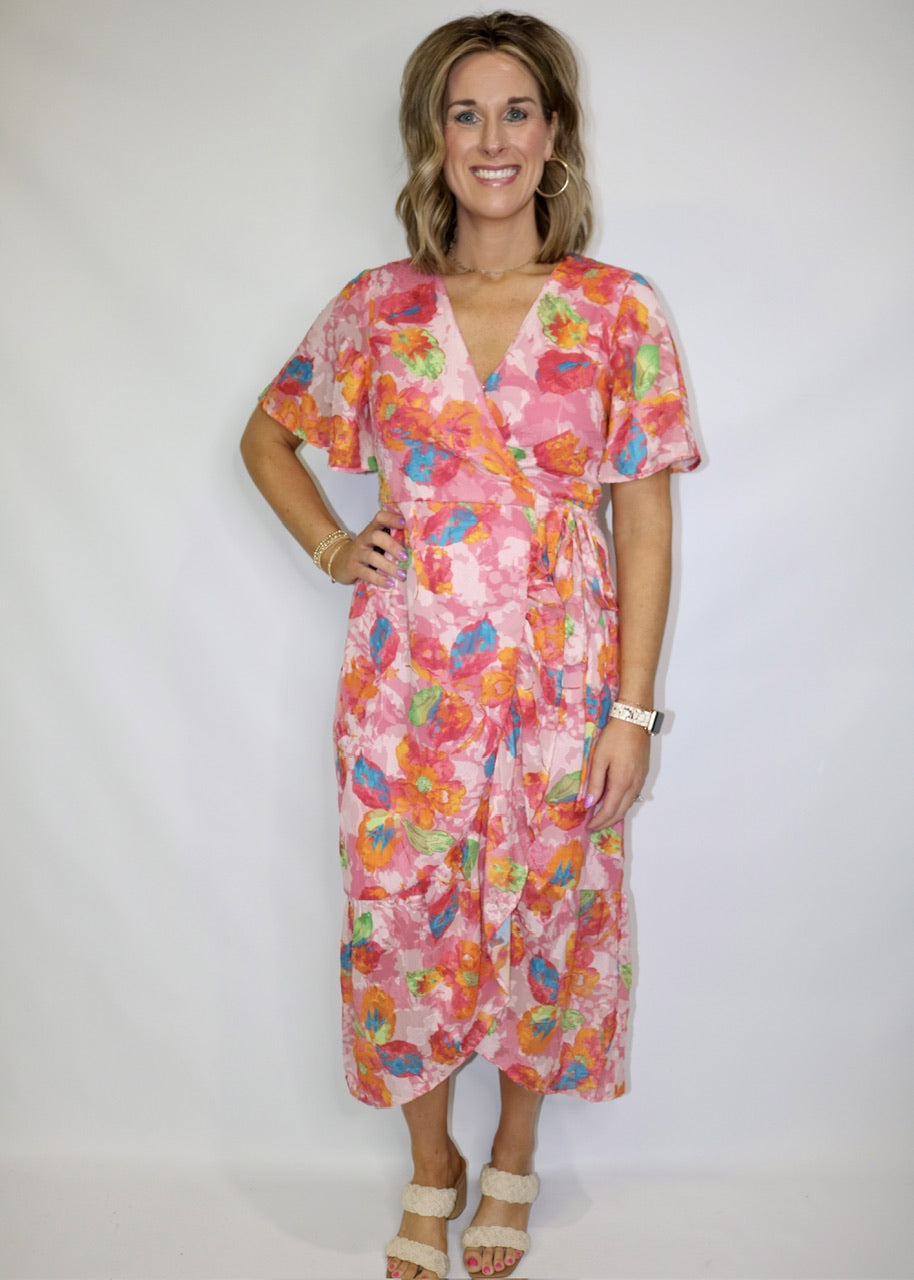 BETTER THIS WAY DRESS - PINK MULTI