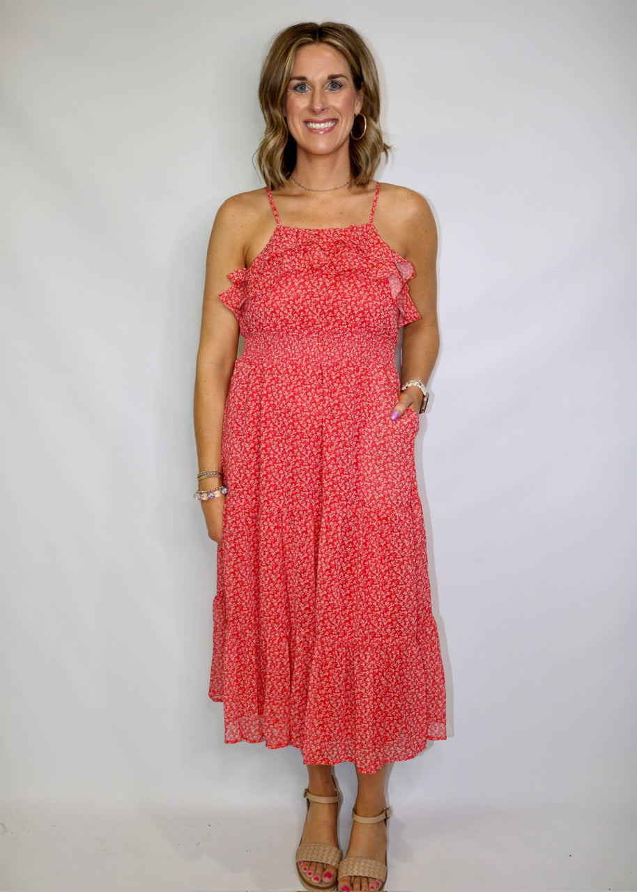 MANY OPEN DOORS DRESS - RED