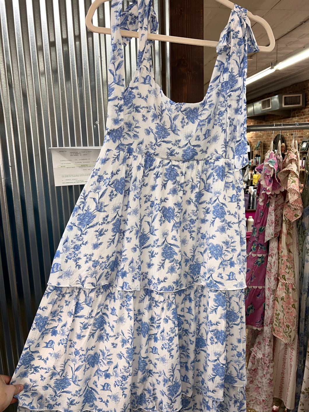 MIGHT AS WELL DRESS - WHITE BLUE MIX