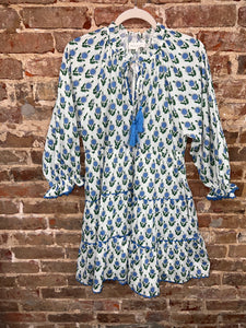 EASY AS CAN BE DRESS - WHITE/BLUE