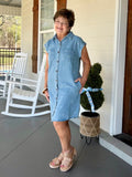 STAY FOR A WHILE DRESS - DENIM