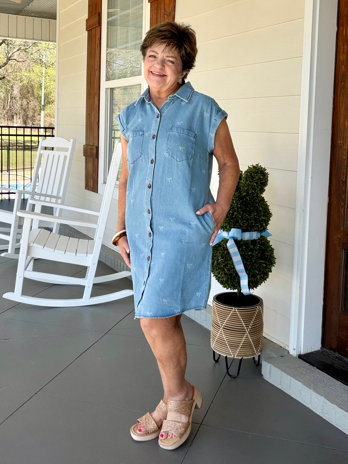 STAY FOR A WHILE DRESS - DENIM