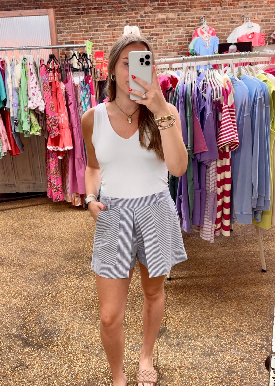 IN THE NICK OF TIME SHORTS - BLUE STRIPE