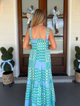 Load image into Gallery viewer, OUT THE DOOR DRESS - GREEN/BLUE
