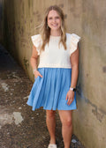 GREAT AS IT IS DRESS - ECRU/DENIM