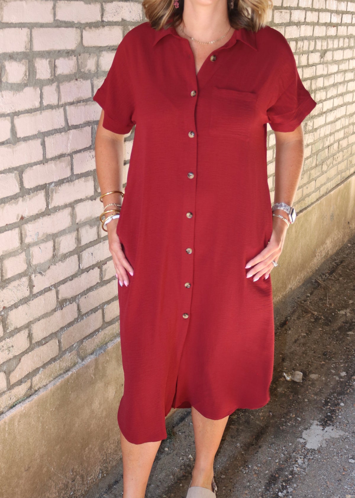 OVER YOU AGAIN DRESS - MAROON