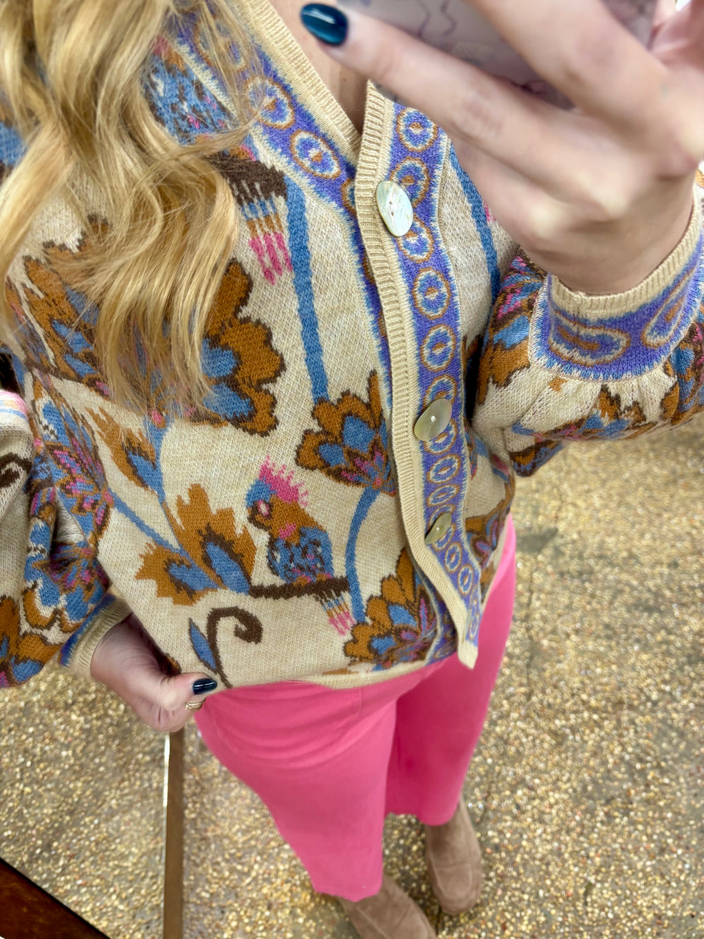 BORN TO BE ME SWEATER CARDIGAN TOP - TAUPE MIX