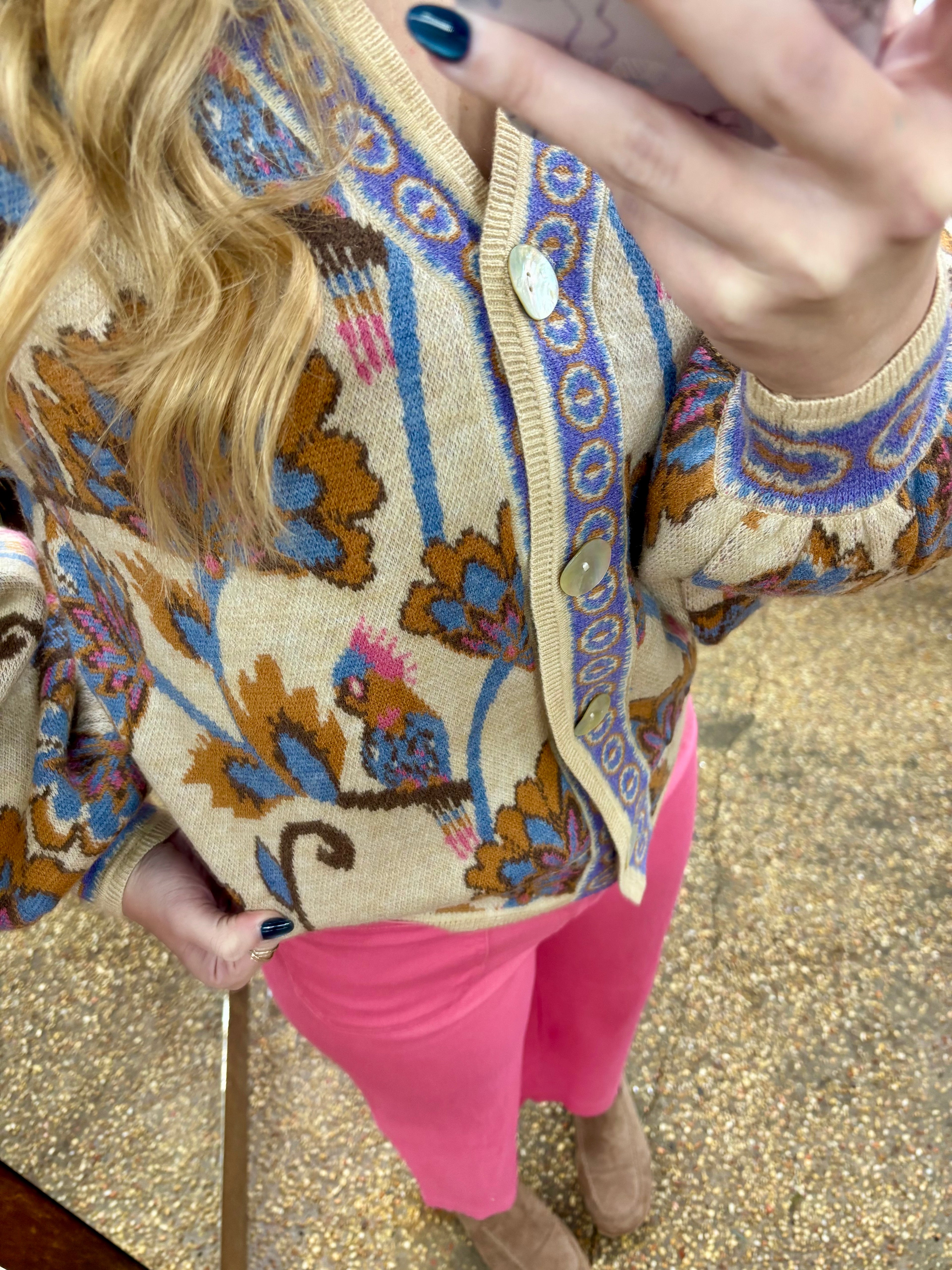 BORN TO BE ME SWEATER CARDIGAN TOP - TAUPE MIX