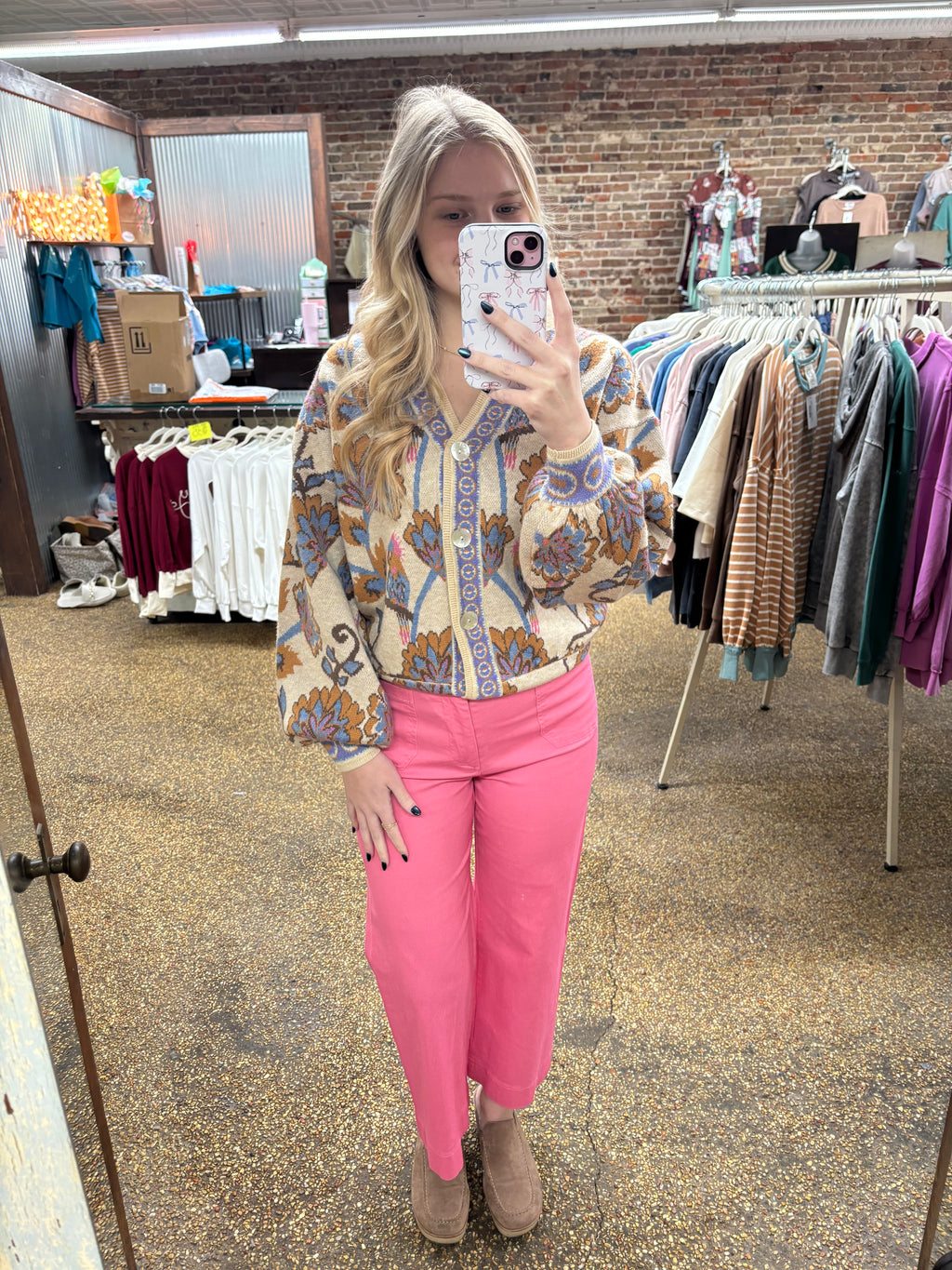 BORN TO BE ME SWEATER CARDIGAN TOP - TAUPE MIX