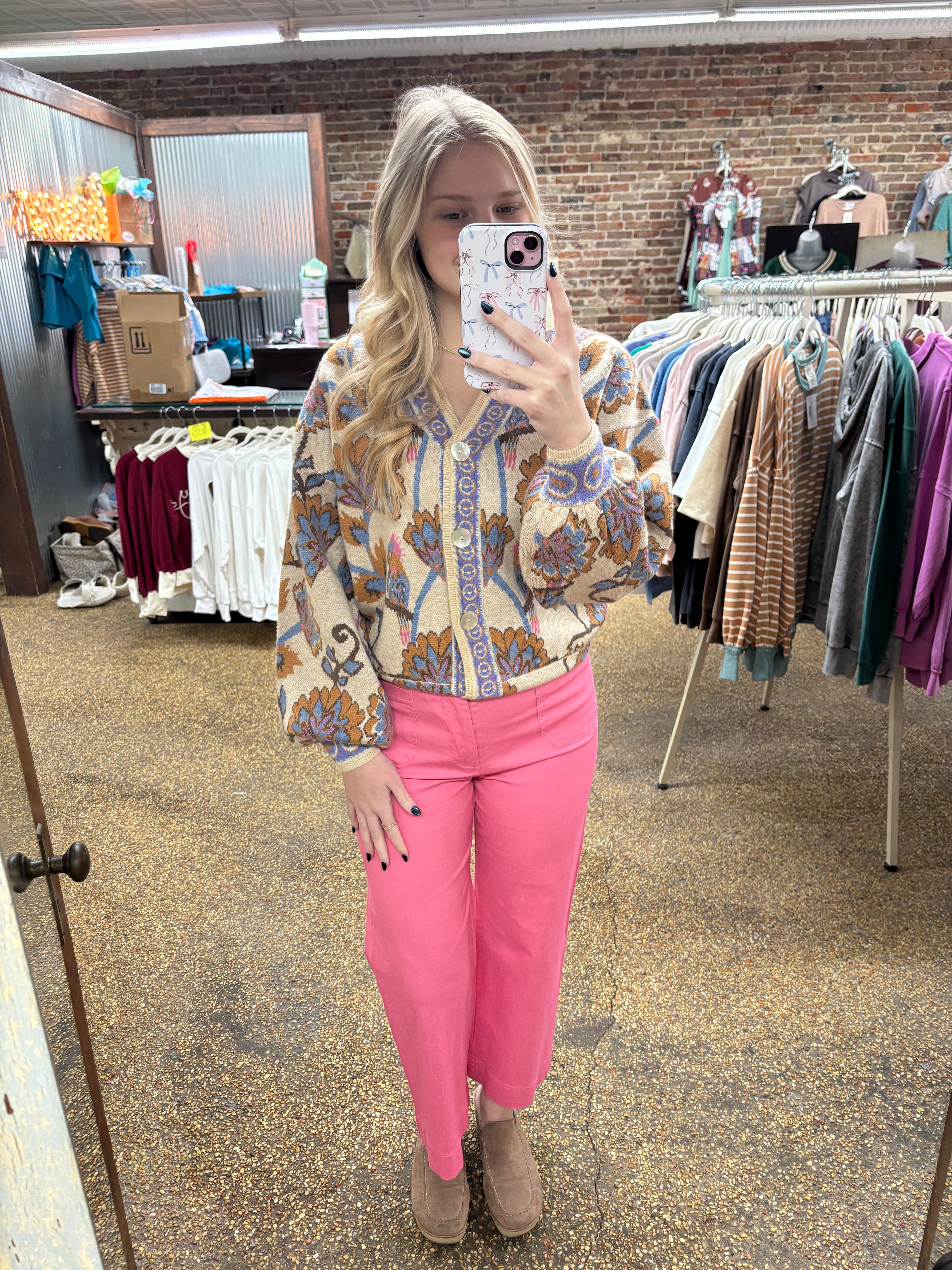 BORN TO BE ME SWEATER CARDIGAN TOP - TAUPE MIX