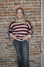 Load image into Gallery viewer, GOING BACK HOME SWEATER TOP - MAROON STRIPE
