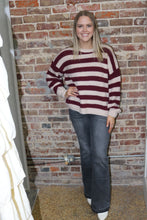 Load image into Gallery viewer, GOING BACK HOME SWEATER TOP - MAROON STRIPE
