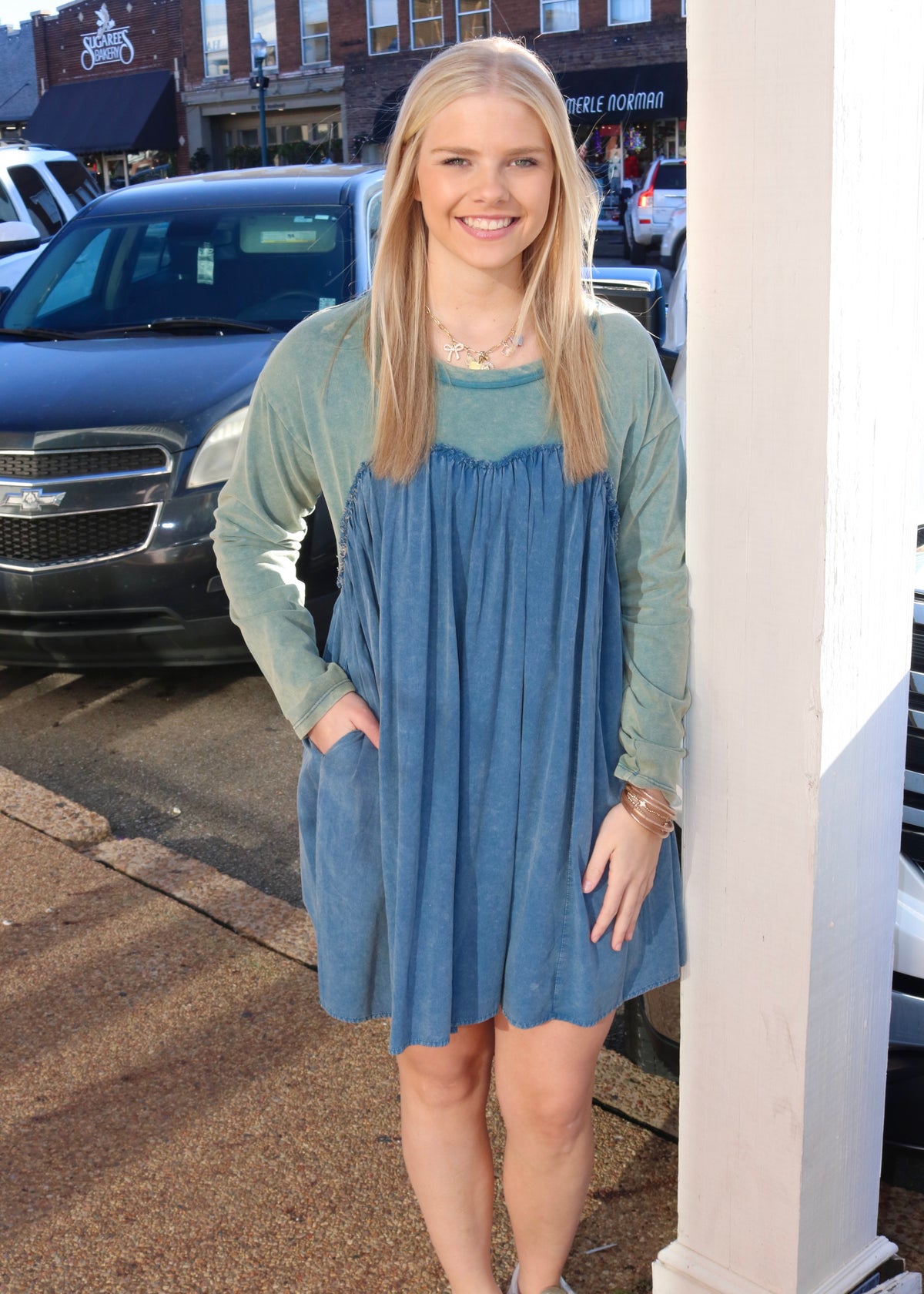ALL ON YOUR OWN DRESS - TEAL