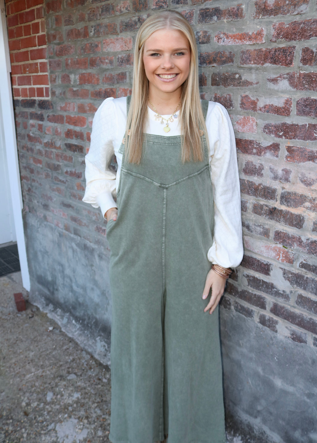 DON’T GIVE UP ON ME OVERALLS - OLIVE