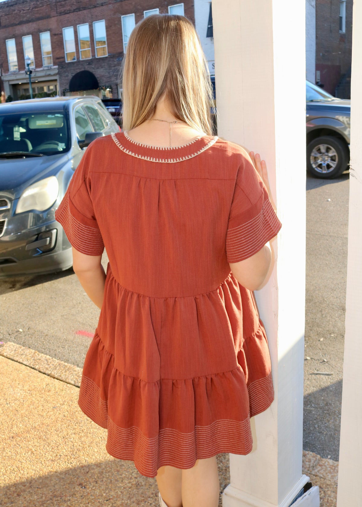 IF IT’S LEFT UP TO ME DRESS - RUST