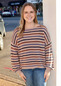 SEE TO IT SWEATER TOP - TAUPE MIX