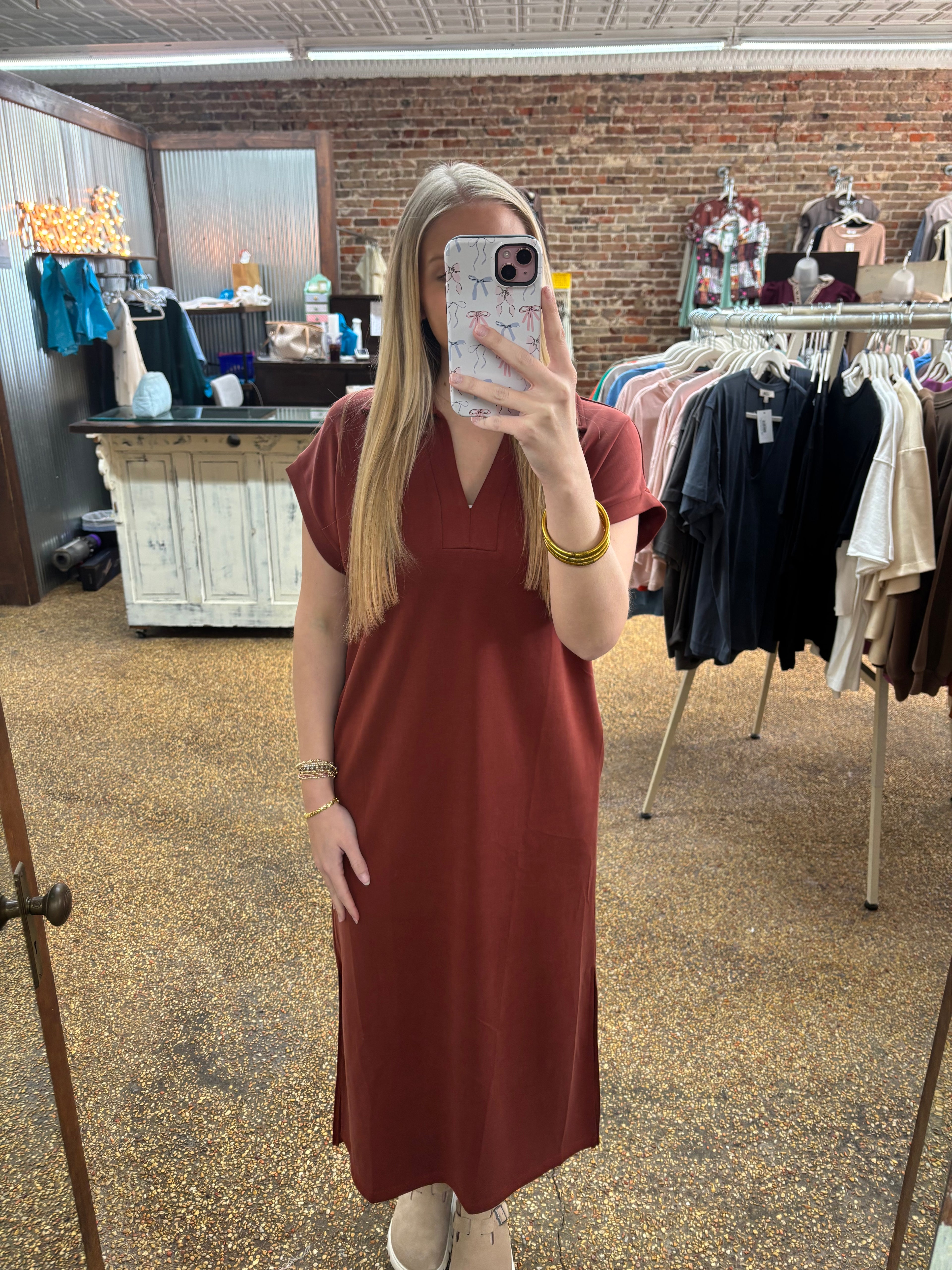 THERE SHE GOES DRESS - CLAY