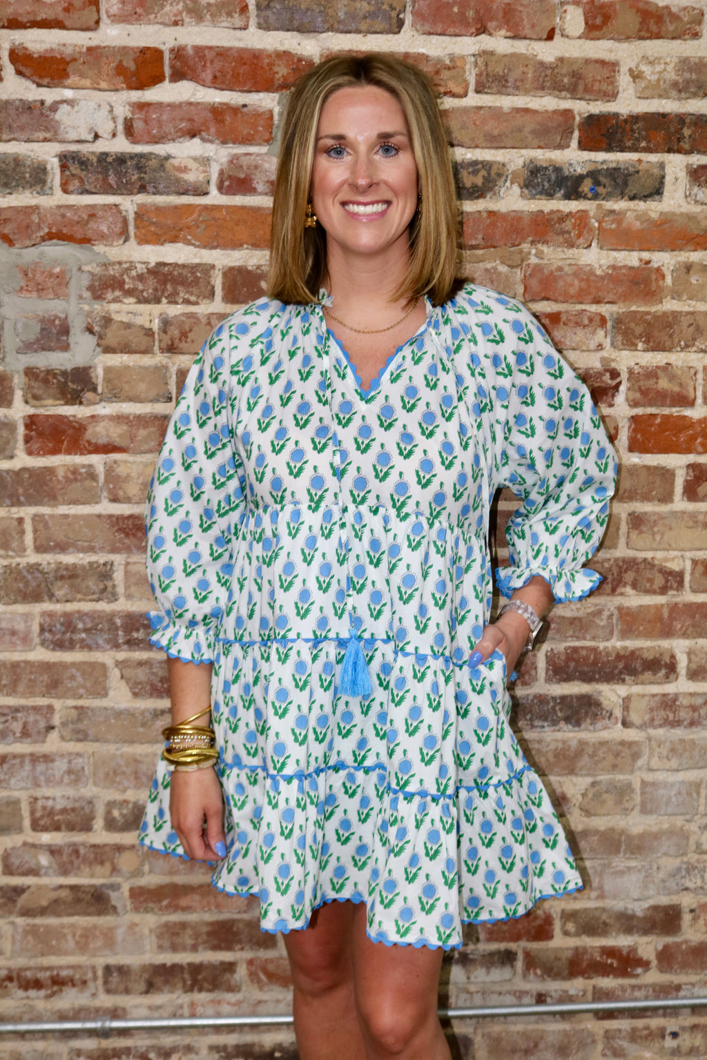 EASY AS CAN BE DRESS - WHITE/BLUE